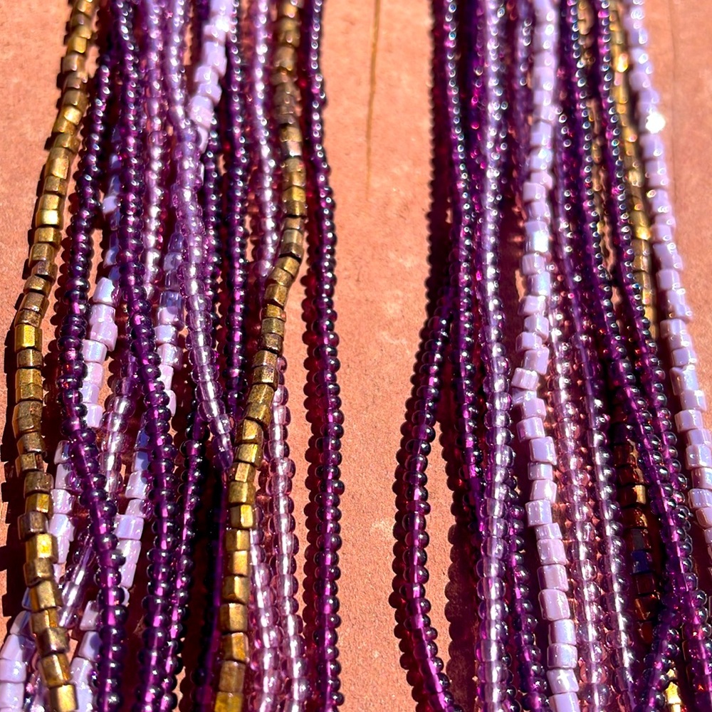 Czech Glass Purple and Bronze Beaded Necklace, NWT. - Picture 10 of 11
